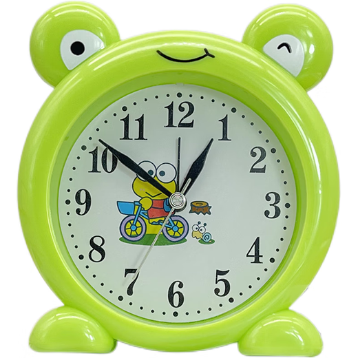 Creative cartoon little frog boy alarm clock cute child female student with internet celebrity desktop green clock ornament rose red
