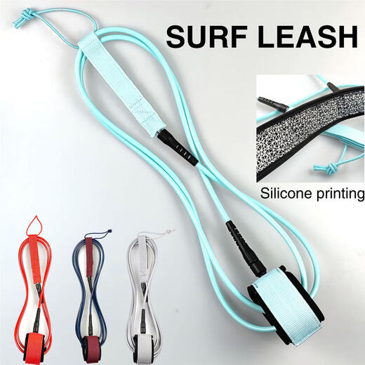 OEING Surfboard Safety Rope 7mm Wire Diameter Various Specifications Surfboard Rope with Silicone Printing Comfortable Anti-Slip Chinese Red 6ft 7mm