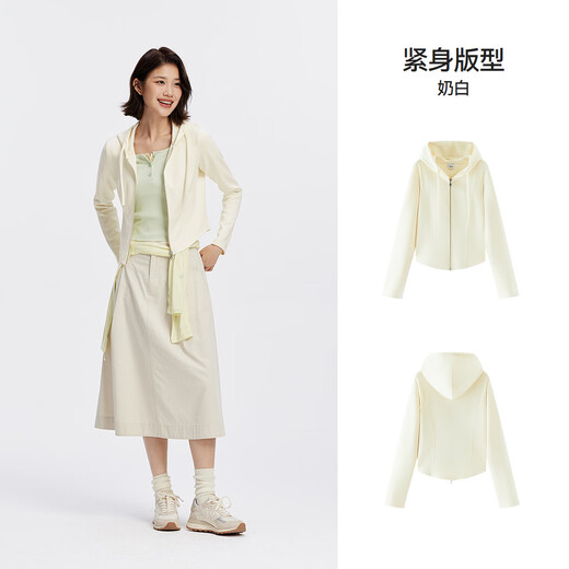 Semir [même style dans le centre commercial] Veste pour femmes pour femmes courte serré diminotant 2025 Automne Nouvelle veste à capuche de couleur unie Milky White 10501 S