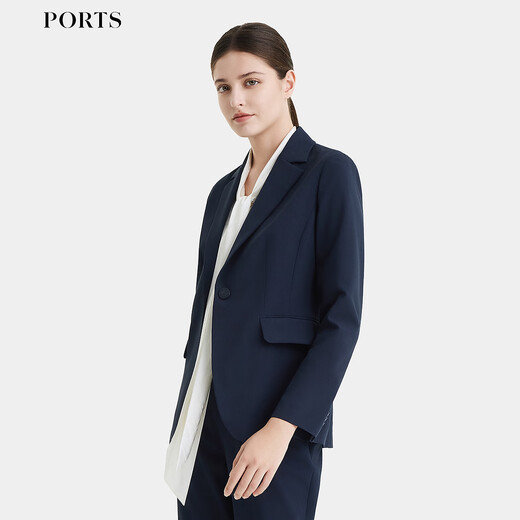 PORTS women's early autumn new business casual jacket commuting one-button long-sleeved ALD8J006MWP098 Zhang Qing M (6)