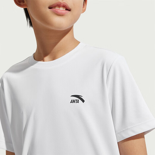 Anta children's T-shirts for boys and girls 2025 summer new style quick-drying breathable comfortable cool solid color short-sleeved t pure white-1 110