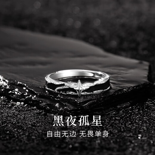 TULM 999 sterling silver lone star ring for boys niche single tail ring self-discipline ring high-end birthday gift for boyfriend R0666 night lone star ring