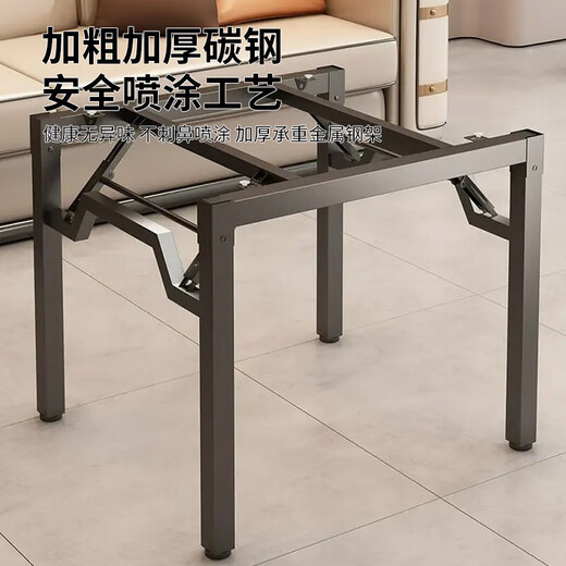 Yulin Foldable Table Home Small Apartment Dining Table Special for Egg Breaking Outdoor Table Square Small Table YLZ05 White Marble Pattern - Thickened, Stable and Does Not Block Legs 80cm