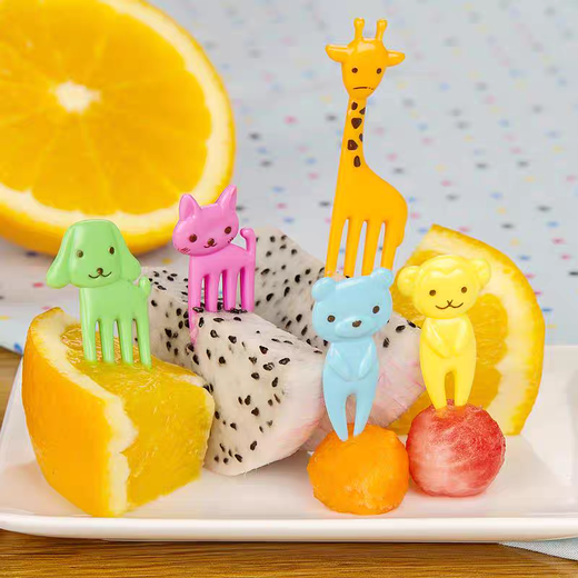 St. Xian Fruit Fork Child Safety Animal Manor Children's Cartoon Lunch Box Decoration Pick Cute Japanese and Korean Fruit Toothpick Treasure Animal Fruit Fork Mixed Pack Random 30 Pieces