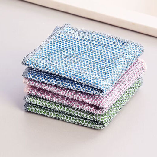 Dishwashing cloth grid non-stick oil cleaning silver coconut shell rag kitchen stove dishwashing pot cleaning coconut shell rag 18*19cm 1 piece