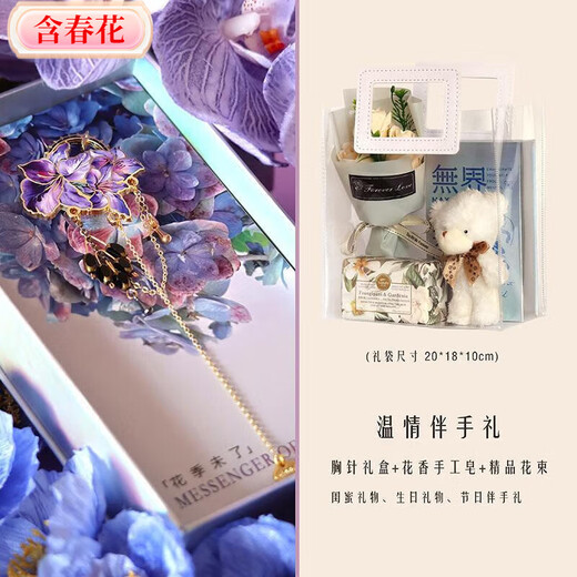 Containing spring flowers, Van Gogh's iris brooch gift box, teacher's day gift for girlfriend, birthday gift, best friend's souvenir, iris flower, no gift box