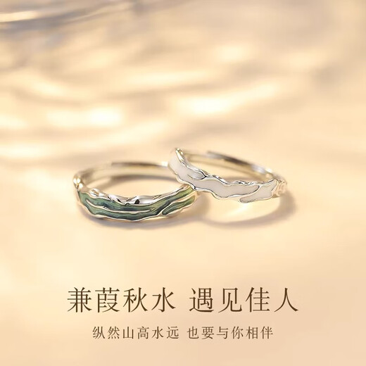 Jianjia Platinum Couple Ring pt950 Platinum Knot Engagement Promise Ring Valentine's Day Birthday Gift for Girlfriend Light Luxury Style-Jianjia Bailu Couple Ring