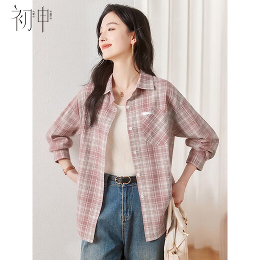 Chushen Spring and Summer Plaid Long Sleeve Shirt Women's Korean Style Loose Shirt Casual Top Thin Jacket S51S060
