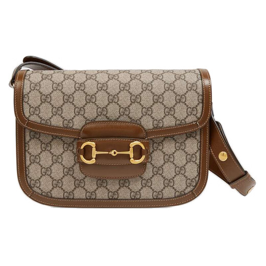 Gucci (GUCCI) antike Damentasche Horsebit Umhängetasche 1955 Serie kleine Umhängetasche Doppel-G-Muster Canvas und Leder Umhängetasche beige weiß 60220492TCG9761