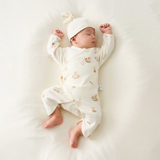 Tongtai (TONGTAI) baby jumpsuit spring and autumn pure cotton newborn clothes newborn baby butterfly romper yellow 52cm