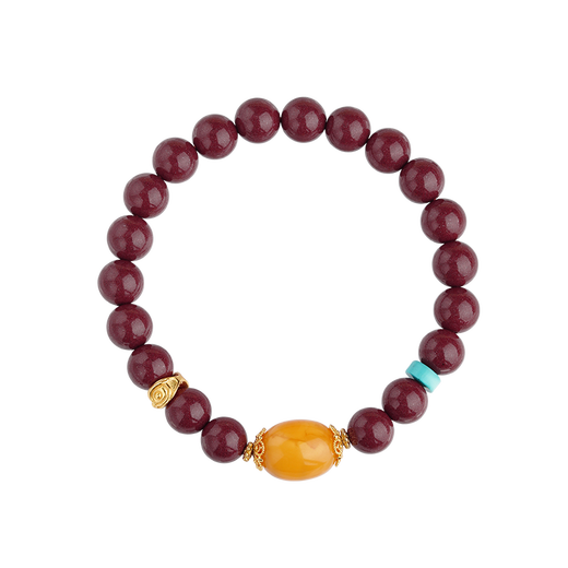 Potala Palace cinnabar beeswax turquoise bracelet pearls 925 silver transfer beads birth year men and women bracelet birthday gift for girlfriend