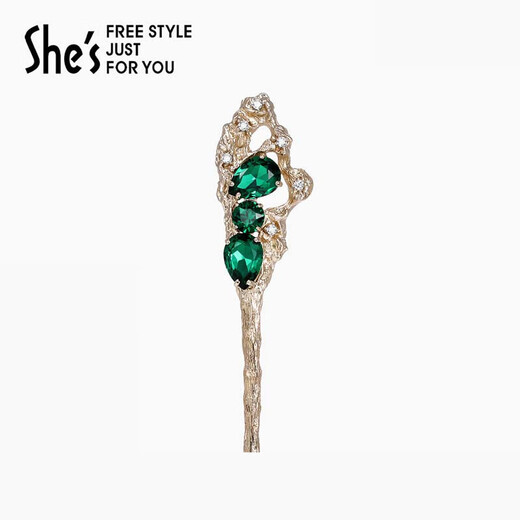 Qianzi shes Rousseau holiday bright craft crystal emerald hairpin light luxury new Chinese style hairpin for women emerald D0