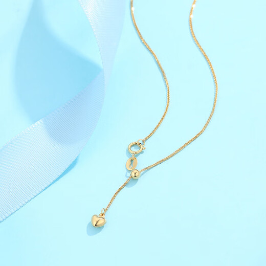 Zokai yellow 18K gold necklace plain gold chain versatile Chopard chain zipper with chain birthday gift X00590