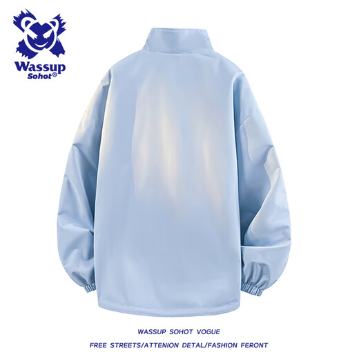 Wassup Sohot Jacket Men's Autumn and Winter Reversible Outdoor Jacket Men's Trendy Casual Stand Collar Flight Jacket Moonlight Blue L