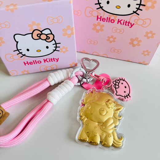 Old temple Minnie Mickey Unicorn Star Dailu mobile phone chain pure gold 999 cartoon pendant women's bag hanging chain cute pendant pure gold Minnie single pendant