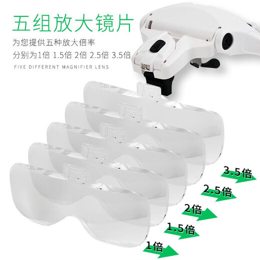 拜斯特充电头戴眼镜式阅读维修放大镜带LED灯挑燕窝毛清晰轻巧舒适阅读 BST-9892B2CUSB充电款内置锂电