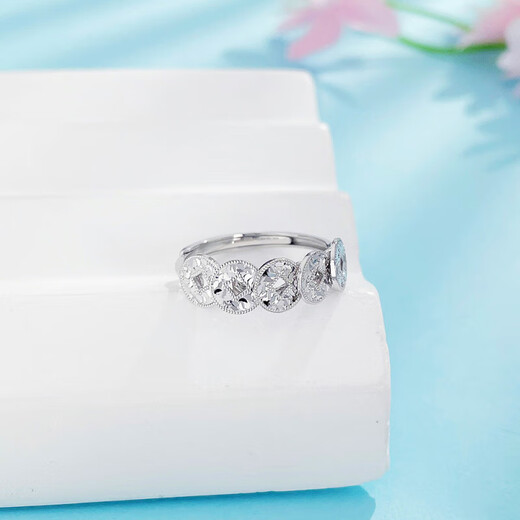 Laofu Gold and Platinum Wealth Rolling Imitation Wudi Coin Ring Women's Gold Jewelry for Wife and Girlfriend Birthday Gift for Chinese Valentine's Day Wudi Coin Ring Approximately 3.35g