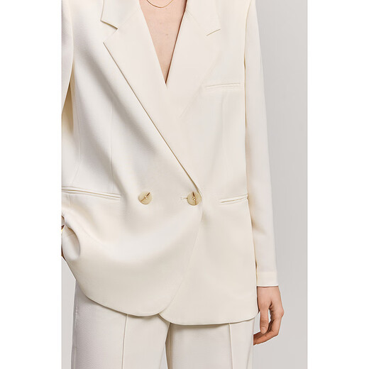 LILY2025 new summer style containing acetic acid old money style loose casual versatile professional commuting long-sleeved suit jacket for women 703 beige M