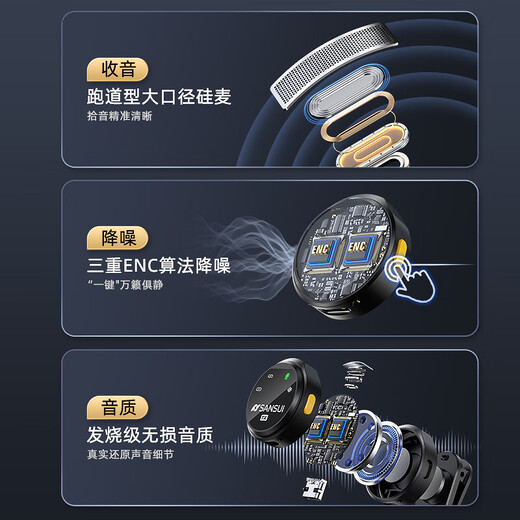 SANSUI MV09 Wireless Lavalier Microphone for Live Singing, Noise Reduction Card, Sound Modification, Douyin Short Video, Mobile Phone Camera Recording Equipment, Full Set of Radio Microphones, Two-person Edition, Long Battery Life, Built-in Noise Reduction, Android Special Edition