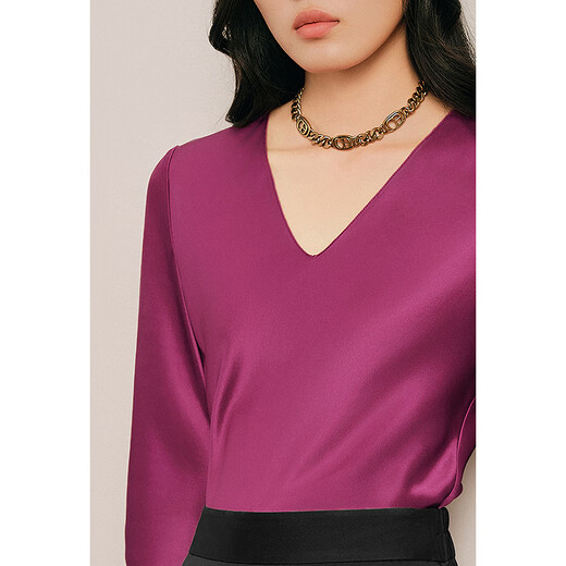 OBBLIGATO Origato spring pullover cherry red V-neck glossy suit top top cherry red S