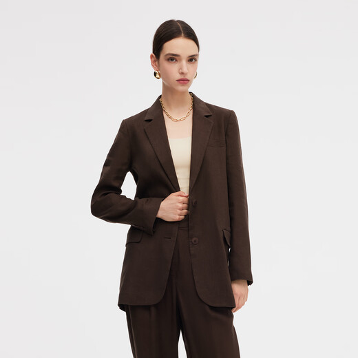 Gloria linen blazer women's autumn commuting high-end workplace wear 1E8L6M340 91Y brown S