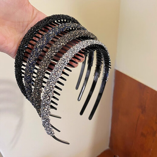 Rhinestone toothed anti-slip hair hoop for women, 2025 new style broken hair sorting artifact, face wash and hair pressure headband, hairpin, silver rhinestone headband, popular style