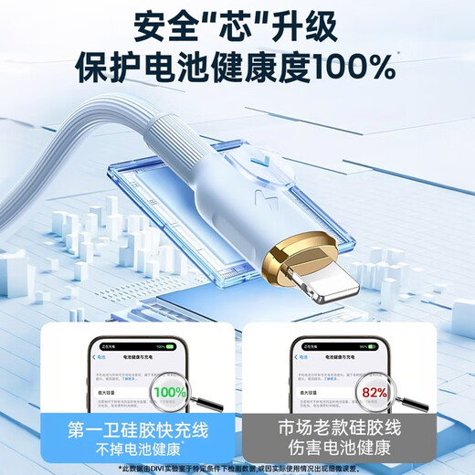 First Guardian DIVI is suitable for Apple data cable PD30/20W fast charging cable c to L liquid silicone charging cable iPhone14Pro Max/13/12/11 mobile phone ipad car blue 2.1