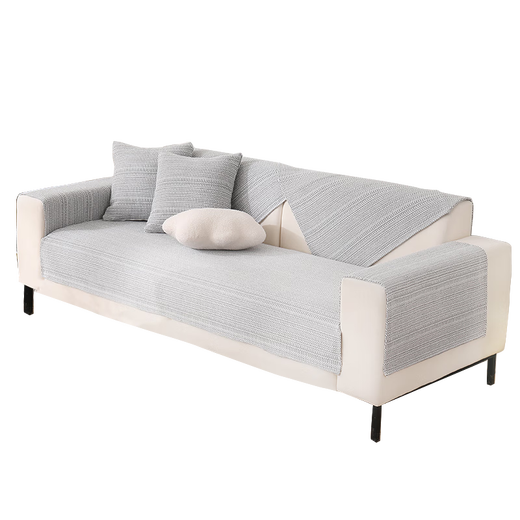 Guhe Sofa Cushion Four Seasons Universal Non-Slip 2025 Nouveau coton lin en lin tissé simple en tissu moderne Senya-Gray Lace 1105 110cm * 260cm