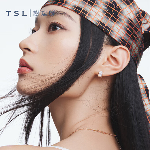Xie Ruilin (TSL) 18K gold earrings Yueji series women's white mother-of-pearl earrings AG707 (64061)