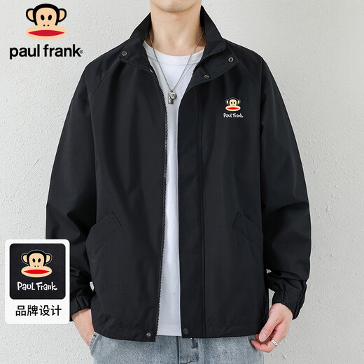 Paul Frank Jacket Men's Spring and Autumn Casual Jacket Men's Solid Color Top Trendy Brand Versatile Windproof Men's Black L