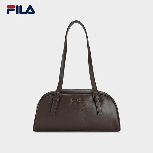FILA Official Women's Bag Handbag 2025 Winter New Fashion Casual Shoulder Bag Handbag Boston Bag Dark Original Brown-BN XS