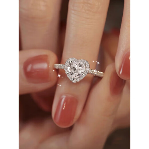 DR Love Diamond Ring Moissanite Ring Heart Shape Diamond Ring Sterling Silver One Carat Ring Order Proposal Ring for Women Valentine’s Day Main Diamond One Carat Closed Contact Customer Service Remarks for Size