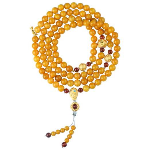 Potala Palace beeswax blood amber 108 beads multi-circle bracelet solid gold six-character mantra amber bracelet for men and women birthday gifts