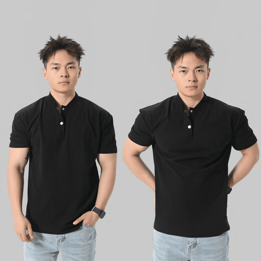 Jiaoxiafan American lapel quick-drying sports POLO shirt for men with cuffs muscle fitness short-sleeved T-shirt running training top summer white Henry collar 3XL recommended weight 200-220Jin Jin is equal to 0.5 kg