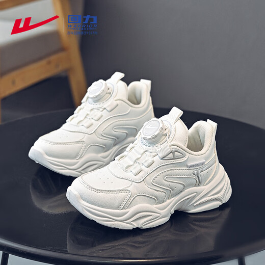 Warrior Girls White Sports Shoes Spring and Autumn Medium and Large Children Lightweight Children's Running Shoes WZ-1232 White 37