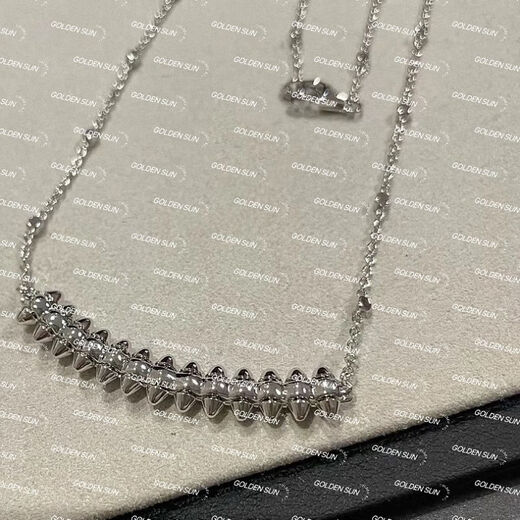 QUAMER rivet necklace women's 18k gold warhead can rotate sterling silver rivet clavicle chain light luxury simple trendy V gold (rose gold) Clas willow ding necklace