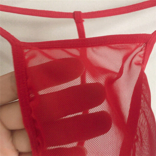 Renduo men's underwear, large elastic waistband, transparent mesh thong, sexy T-pants briefs, 170 Jin Jin equals 0.5 kg, white single, one size fits all (170 Jin Jin equals 0.5 kg)