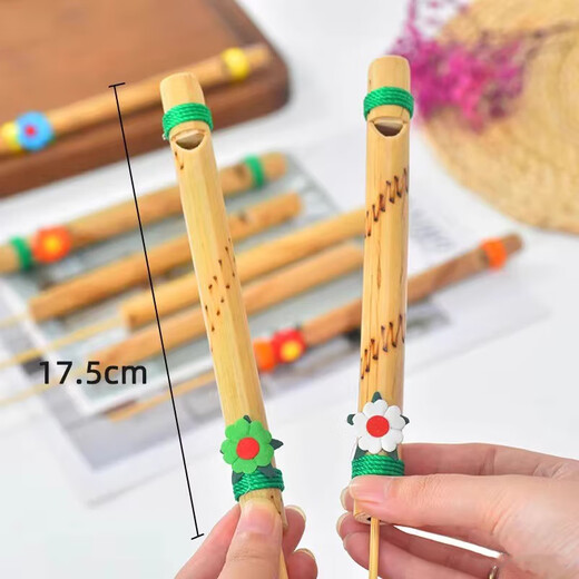 Yuan ethnic minority bamboo bird flute science and education toy music wind instrument lark flute bird flute children's music bird whistle Bamboo bird flute (random flower style) simple and easy to learn with deep tone