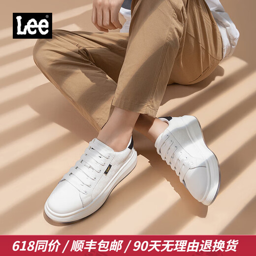 Lee男鞋休闲鞋设计感增高小白鞋男生时尚经典板鞋舒适百搭白色鞋子男 黑色 41 【偏大/请拍小一码】