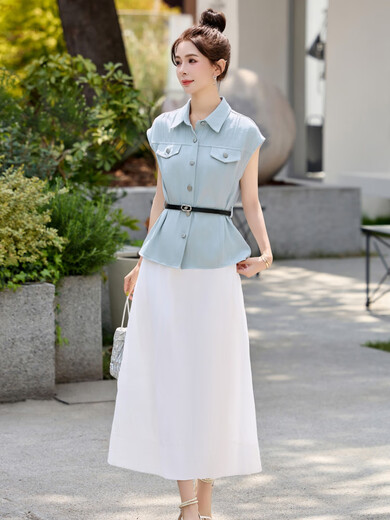 NOSSKISS奢侈高档品牌时尚气质连衣裙女2025夏季新款韩系休闲百搭两件套 黄色 L 建议(110-120斤)