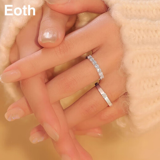 EothPT950 Platinum Moissanite Diamond Couple Ring Girls Pair Ring Platinum Valentine's Day Birthday Gift for Girlfriend Women's PT950 Platinum Moissanite Ring + Certificate
