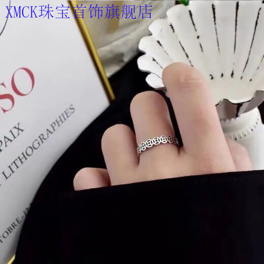 XMCK Old Phoenix 999 sterling silver pure silver copper coin ring open female fashion creative transfer fresh index finger ring finger 9999-sterling silver money ring 7.384747488 grams