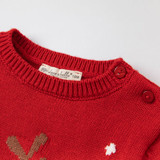 DAVE&BELLA sweater red Christmas children's clothing winter children's New Year's tops knitted clothes