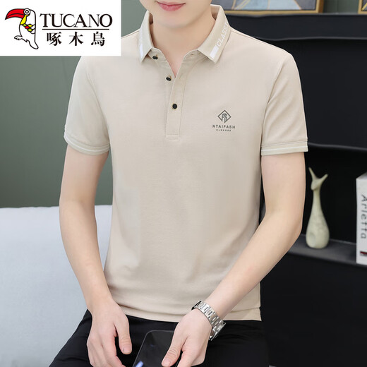 Holzspecker Revers Stickel Polo Shirt 3D Konkave Hut Sommer reines Baumwoll kurzärmelige T-Shirt Herrengeschäft lässig Stickhemd weiß 723 Lappel L 110-125jin [Jin gleich 0,5 kg]