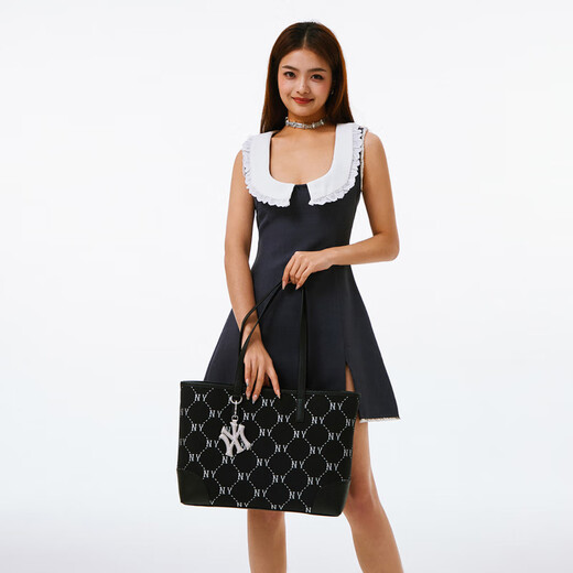 Major League Baseball (MLB) retro presbyopic fashion casual polyester tote bag student bag portable shoulder bag men and women same style couple model black black