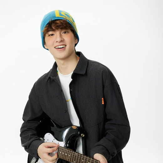 名创优品（MINISO）灯芯绒衬衫男款春秋翻领长袖外套青少年简约工装衬衣 黑 L