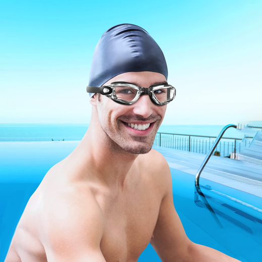 Electroplated high-definition anti-fog, popular style swimming goggles, silicone waterproof swimming goggles, eye protection goggles, essential for diving, essential for swimming, blue electroplating + black electroplating, free nose clip and earplugs