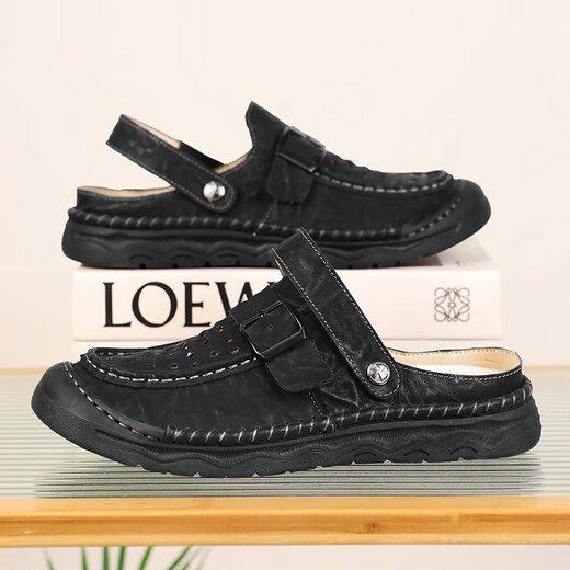 凉鞋男潮户外运动外穿包头休闲鞋拖鞋2025新款秋冬透气男士沙滩鞋 灰色 【超纤皮A673】 48