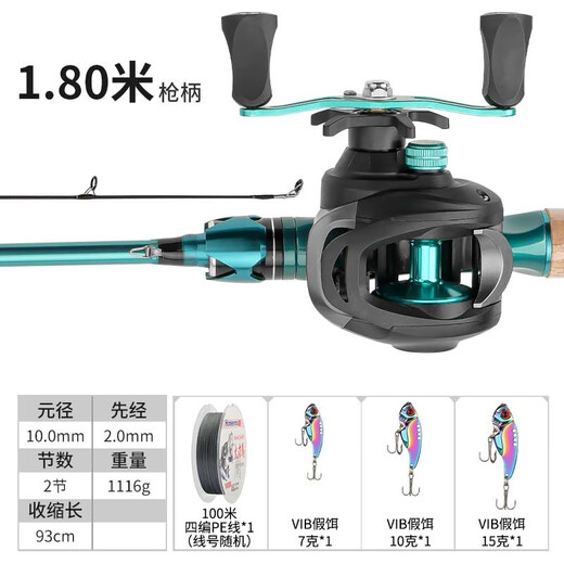 Haut TON Robin Lure Rod Complete Set for Beginners Carbon Long-Range Throwing Rod Fishing Rod Water Drop Reel New Lure Rod Set 1.8 Meter Gun Handle + Right Hand Water Drop Reel + False Bait Set