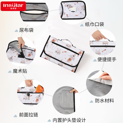 Insular water baby diaper pad baby outdoor foldable diaper changing mat baby portable diaper pad diaper pad black rhombus one size